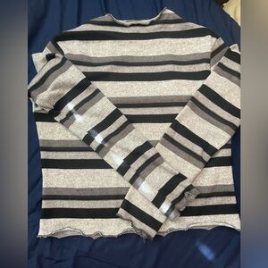 Grey and black stripe crop top